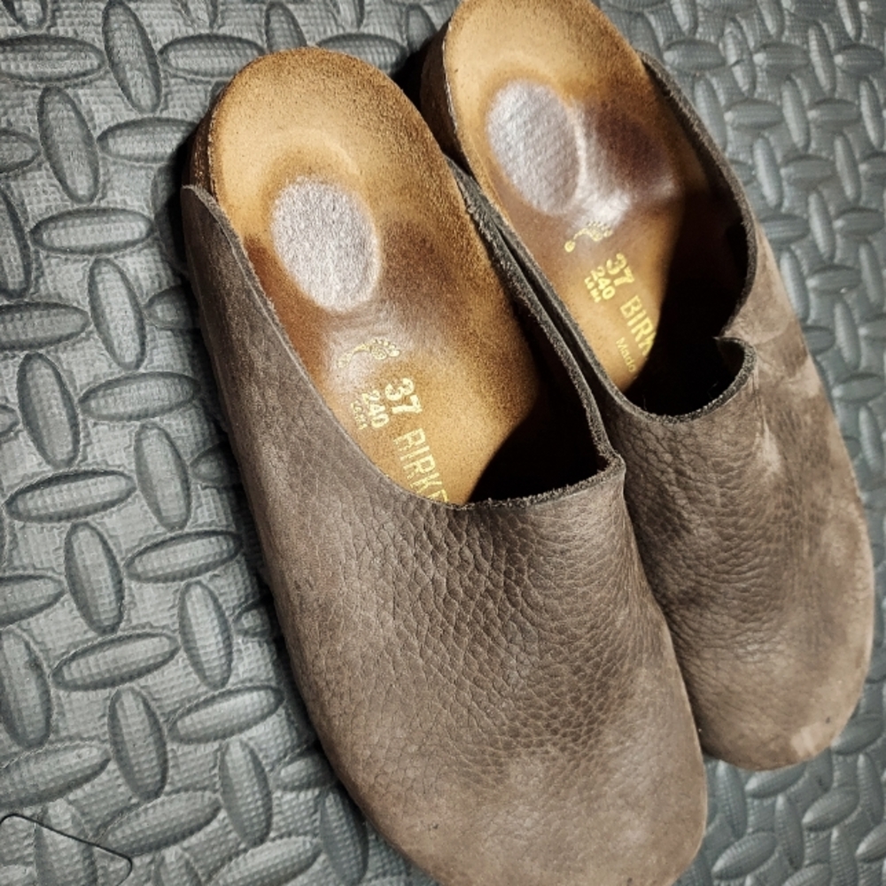 Birkenstock Clogs, Size 37, Brown Soft Leather